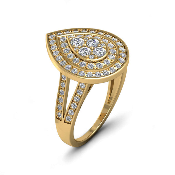 Item | Buy Ego Pear Cluster Natural Engagement Ring Set in 18KT Gold | SPOP Enterprise Global